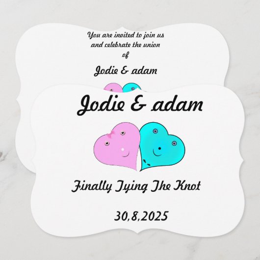 Grappige meneer en mevrouw harten kaart (Voorkant / Achterkant)