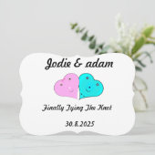 Grappige meneer en mevrouw harten kaart (Staand voorkant)