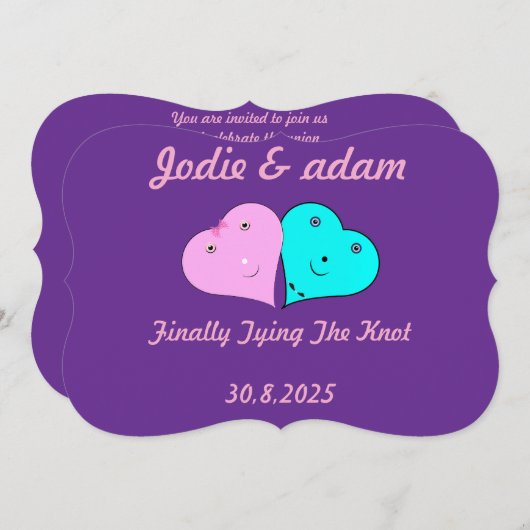 Grappige meneer en mevrouw harten kaart (Voorkant / Achterkant)