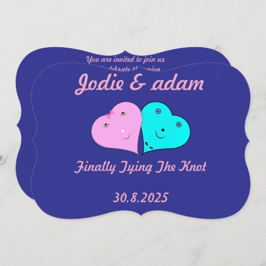 Grappige meneer en mevrouw harten kaart (Voorkant / Achterkant)