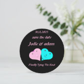 Grappige meneer en mevrouw harten save the date (Staand voorkant)