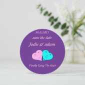 Grappige meneer en mevrouw harten save the date (Staand voorkant)