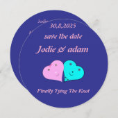 Grappige meneer en mevrouw harten save the date (Voorkant / Achterkant)