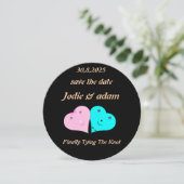 Grappige meneer en mevrouw harten save the date (Staand voorkant)