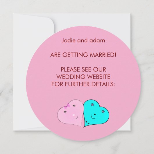 Grappige meneer en mevrouw harten save the date (Achterkant)