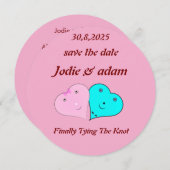 Grappige meneer en mevrouw harten save the date (Voorkant / Achterkant)