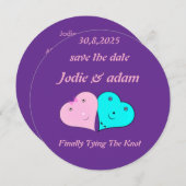 Grappige meneer en mevrouw harten save the date (Voorkant / Achterkant)