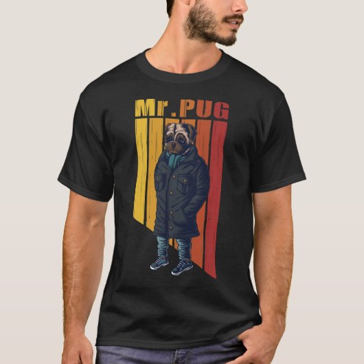 Grappige meneer Pug-hond Mode 527 T-shirt (Voorkant)