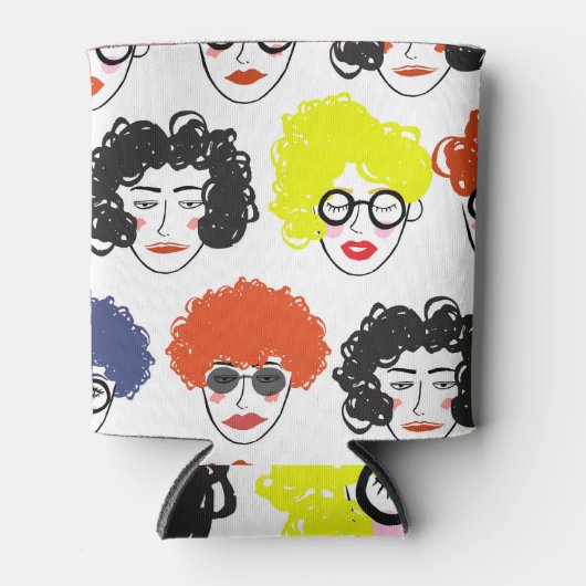 Grappige menigte mensen: naadloos ontwerp. blikjeskoeler (Voorkant)