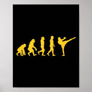 Grappige Mens Aap Gorilla Evolutie Karate Boksen K Poster