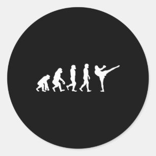 Grappige Mens Aap Gorilla Evolutie Karate Boksen K Ronde Sticker