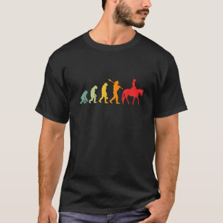 Grappige Menselijke Evolutie Paardrijden Retro Gra T-shirt
