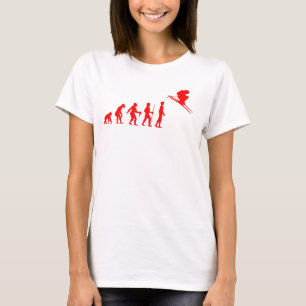 Grappige menselijke evolutie tot skiër t-shirt