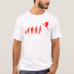 Grappige menselijke evolutie tot skiër t-shirt