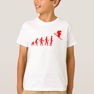 Grappige menselijke evolutie tot skiër t-shirt