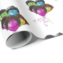 Grappige Mensen Ballon Groep Cadeaupapier