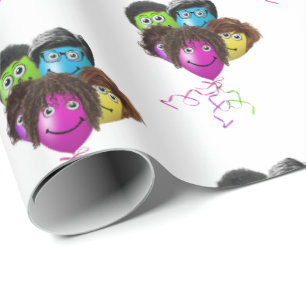 Grappige Mensen Ballon Groep Cadeaupapier
