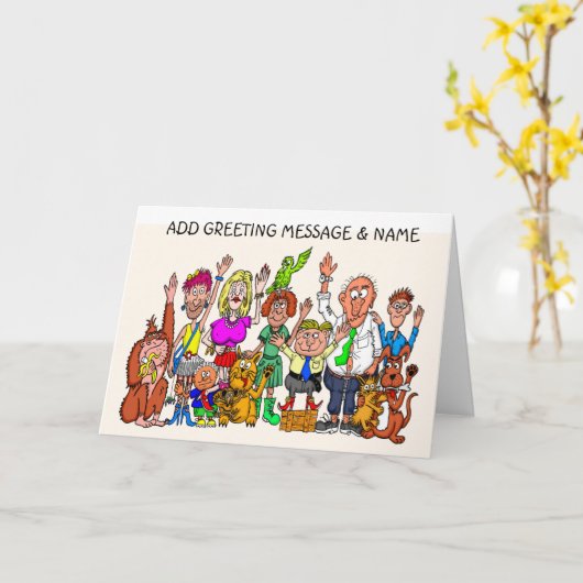 Grappige Mensen Gelukskaart Kaart (Gele Bloem)