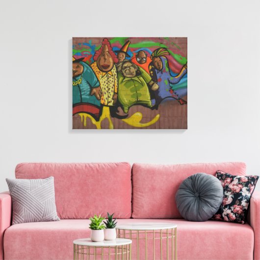 Grappige mensen Graffiti Straatkunst, echte wereld Canvas Afdruk (Insitu (Woonkamer))