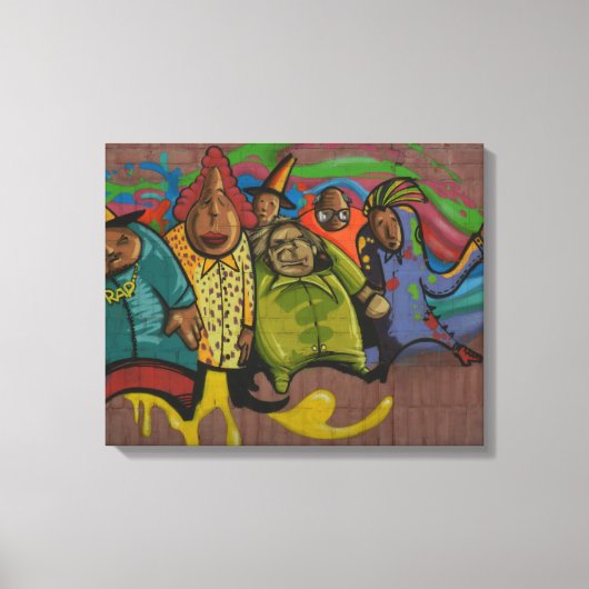 Grappige mensen Graffiti Straatkunst, echte wereld Canvas Afdruk (Voorkant)