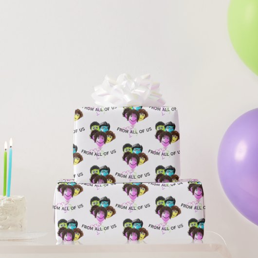 Grappige Mensen Verjaardagsballonnen op Wit Cadeaupapier (Feestgeschenken)