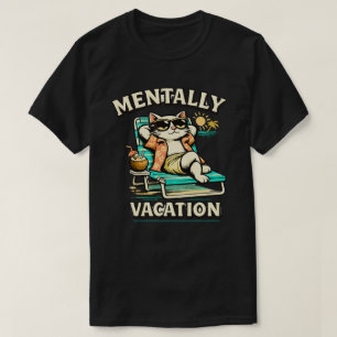 Grappige Mentaal Op Vakantie Kat Illustratie T-shirt
