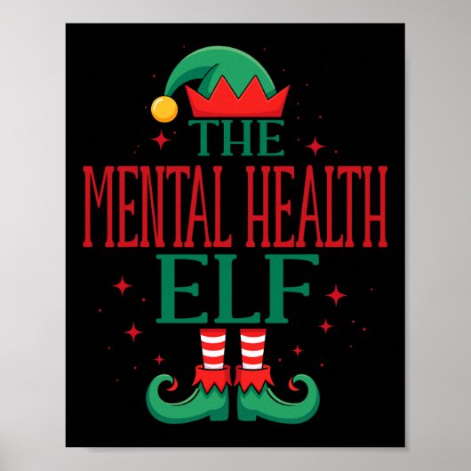 Grappige mentale gezondheid Elf Kerstvakantie voor Poster (Voorkant)