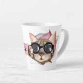 Grappige “Meow” Kat met Bril Design Latte Mok (Rechterhoek)