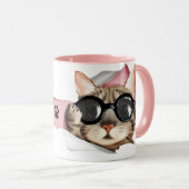 Grappige “Meow” Kat met Bril Design Mok (Voorkant rechts)