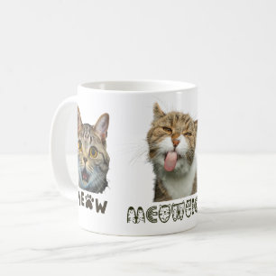 Grappige Meow Kattengezichtjes Witte Klassieke Mok