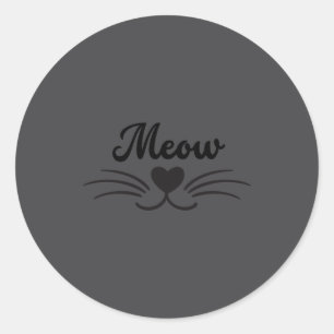 Grappige Meow Kitty Kat Snorhaar En Baard  Ronde Sticker