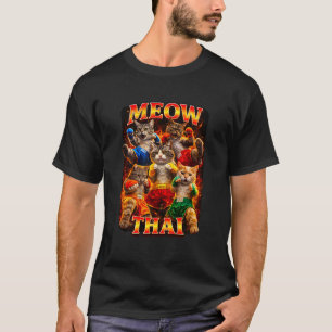 Grappige Meow Thaise Muay Kat Ironic Bootleg Meme T-shirt