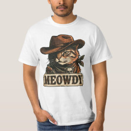 Grappige Meowdy Cowboy Kat Vintage Western Estheti T-shirt