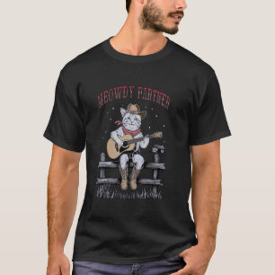 Grappige Meowdy Partner Cowboy Kat Vintage Hoed T-shirt
