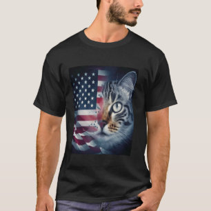 Grappige Meowica Amerikaanse Vlag Kat voor 4 Juli T-shirt