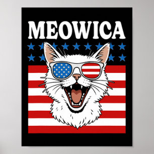 Grappige Meowica Kat 4 juli Onafhankelijkheidsdag Poster