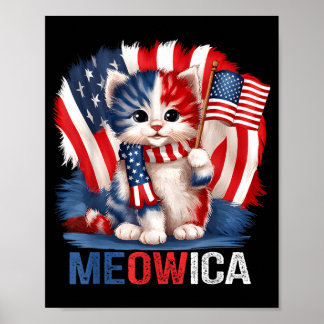 Grappige Meowica Kat Gedenkdag Amerikaanse Vlag 4t Poster
