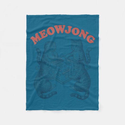 Grappige meowjong kat speelt mahjong retro  fleece deken (Voorkant)