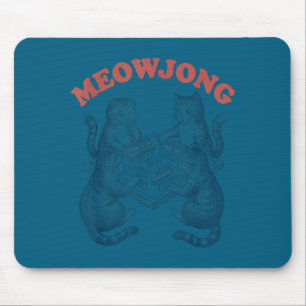 Grappige meowjong kat speelt mahjong retro muismat