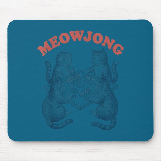 Grappige meowjong kat speelt mahjong retro muismat (Voorkant)