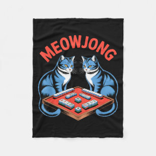 Grappige meowjong katten die mahjong tegels spelen fleece deken
