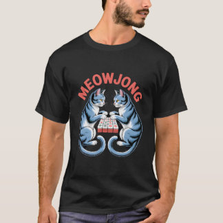Grappige Meowjong Katten Spelen Mahjong Tegels T-shirt