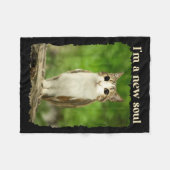 Grappige Meowl Meme, Kat Uil Meme Brainrot Gen Alp Fleece Deken (Voorkant (Horizontaal))
