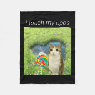 Grappige Meowl Meme, Kat Uil Meme Brainrot Gen Alp Fleece Deken