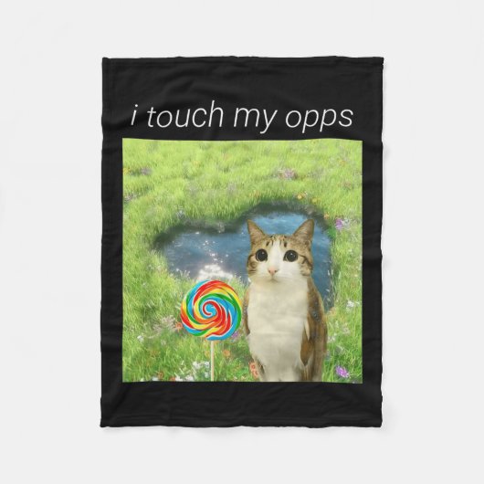 Grappige Meowl Meme, Kat Uil Meme Brainrot Gen Alp Fleece Deken (Voorkant)