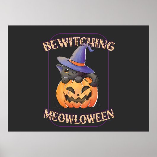 Grappige Meowloween  Poster (Voorkant)