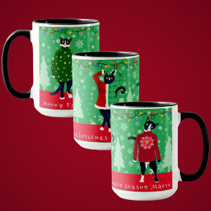Grappige Meowy Cats in lelijke kerst truien Mok