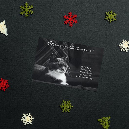 Grappige Meowy Kat Rommel Kerstmis Feestdagenkaart