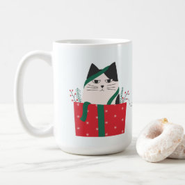 Grappige Meowy Kerst Kat Wraparound Koffiemok