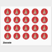 Grappige Meowy Kerstkatten Kerstboom Ronde Sticker (Vel)